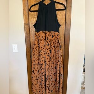 SHEIN Black and Brown Midi Dress